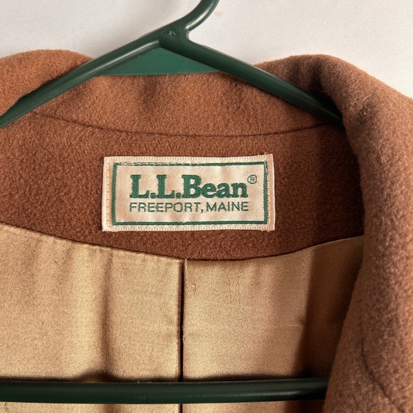 VTG LL Bean Women Camel Brown Wool Double Breasted Overcoat Peacoat USA Made - Picture 9 of 11
